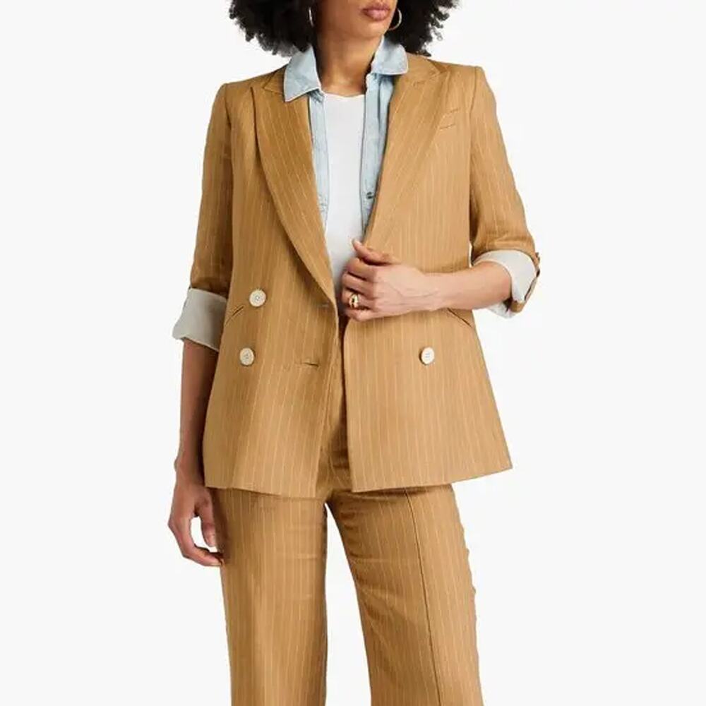 Veronica Beard Parineti Pinstriped Linen Blend Blazer New Nwt Size 4